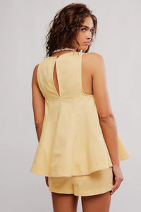 Cassius Denim Short Set in Apricot Gelato