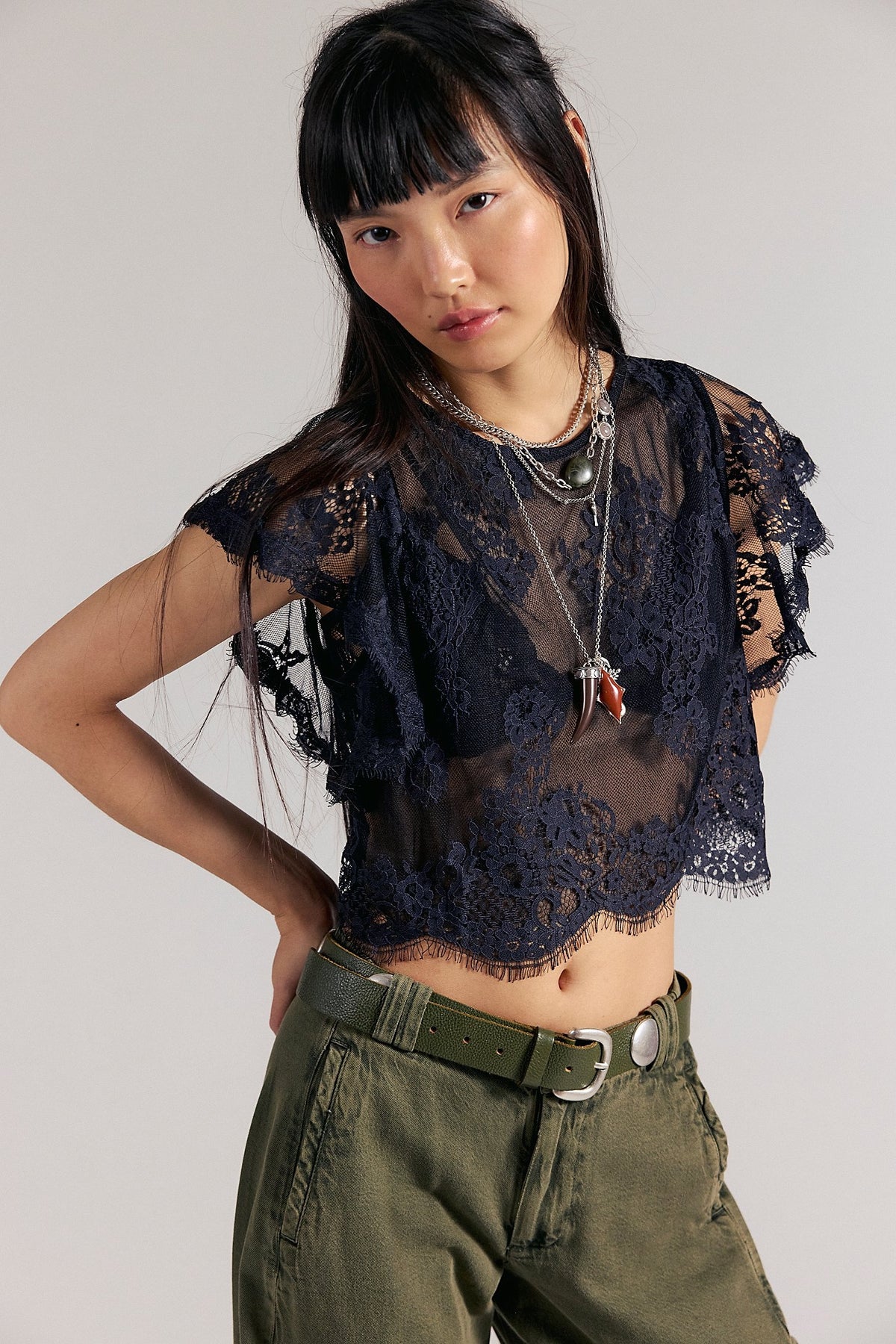 Lunar Ash Lace Top in Black