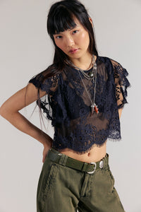Lunar Ash Lace Top in Black