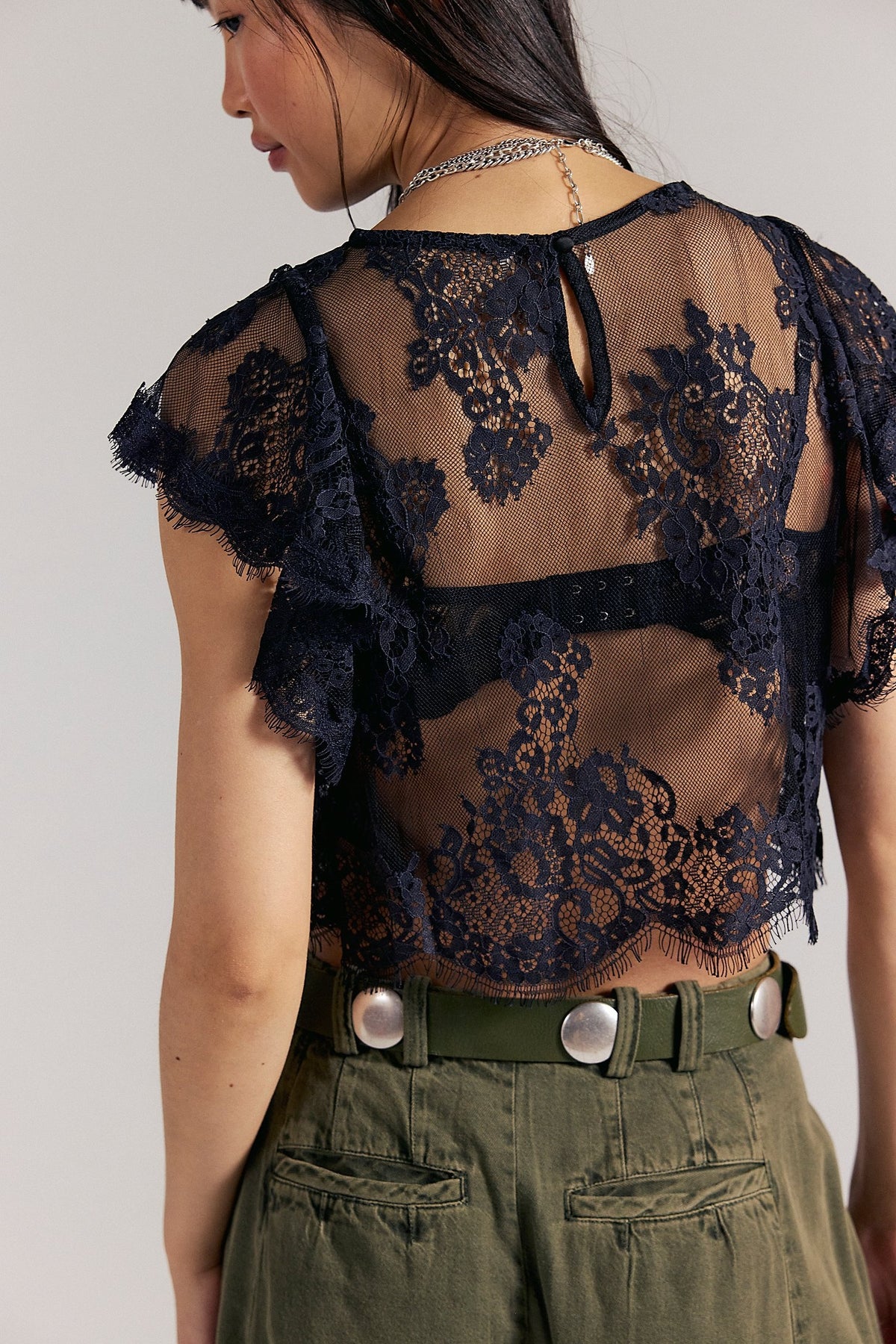 Lunar Ash Lace Top in Black