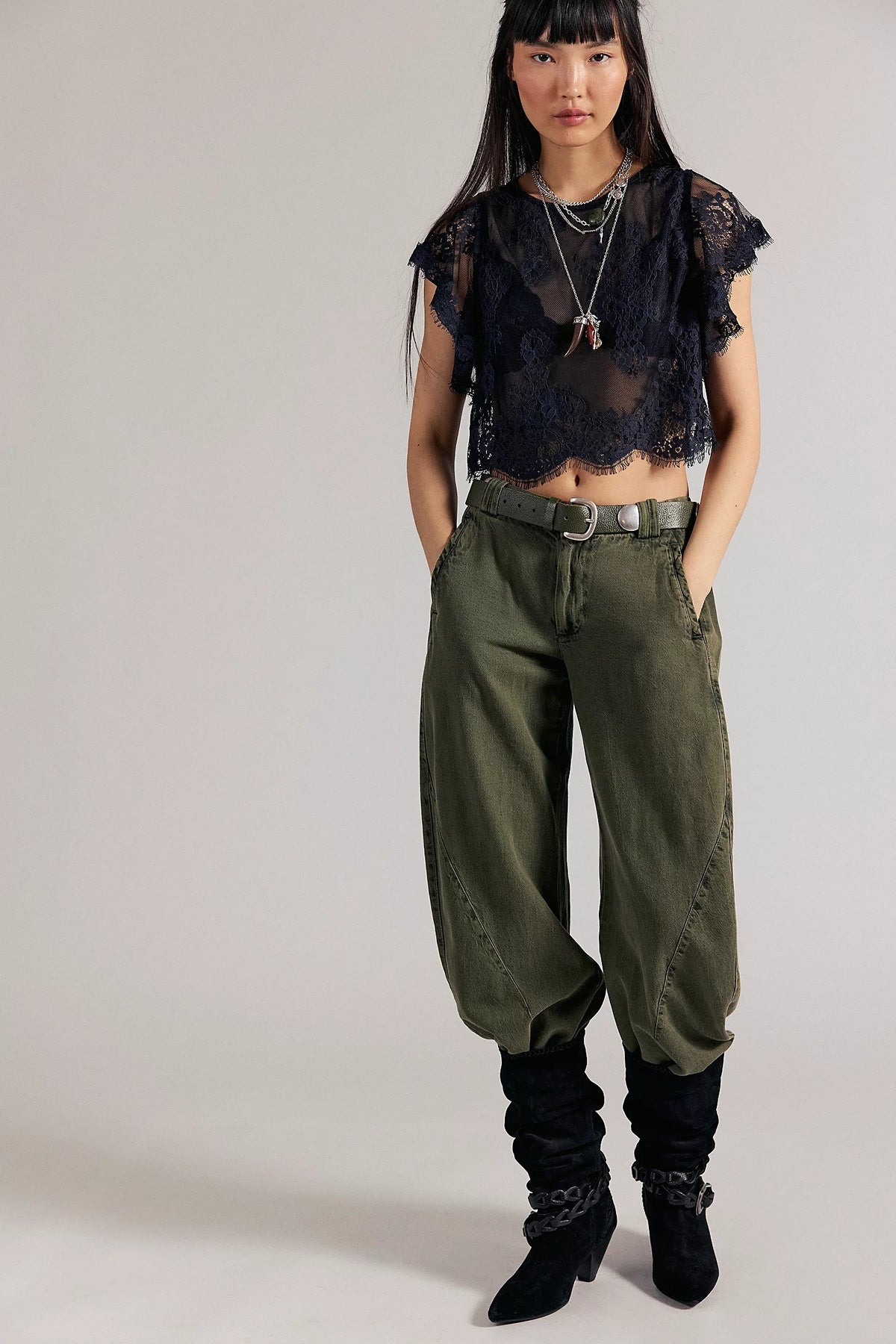 Lunar Ash Lace Top in Black
