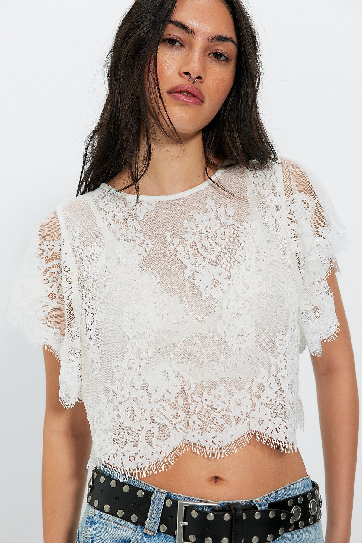 Lunar Ash Lace Top in Clean Ivory
