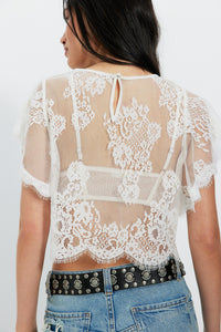 Lunar Ash Lace Top in Clean Ivory