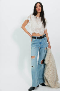 Lunar Ash Lace Top in Clean Ivory