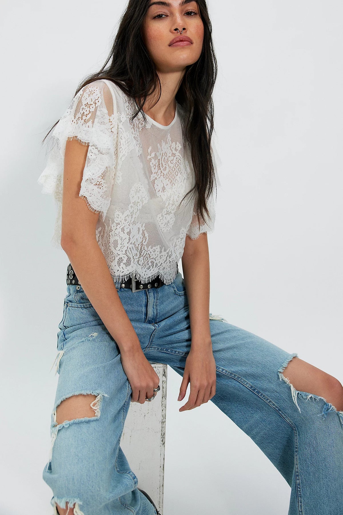 Lunar Ash Lace Top in Clean Ivory