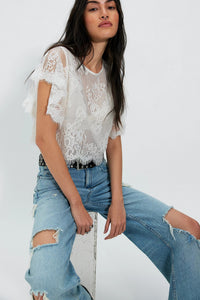 Lunar Ash Lace Top in Clean Ivory