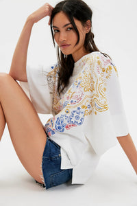 Heirloom Printed Tee in Ivory Combo