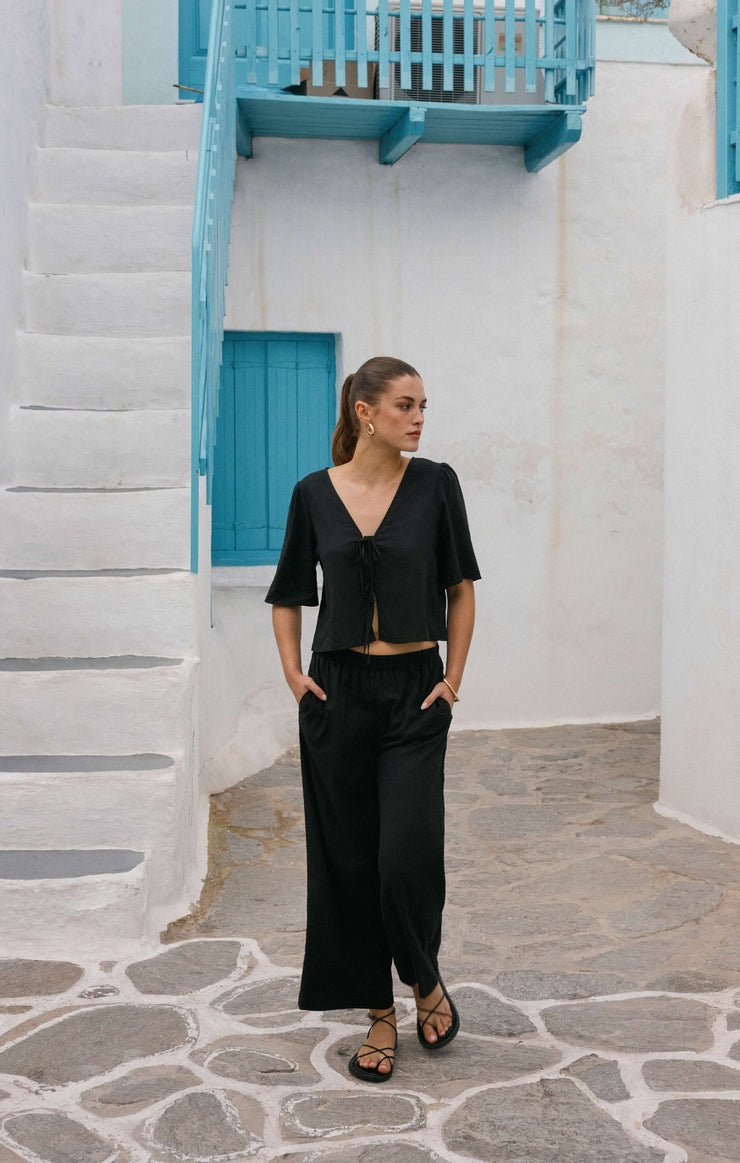 Scout Linen Pant in Black