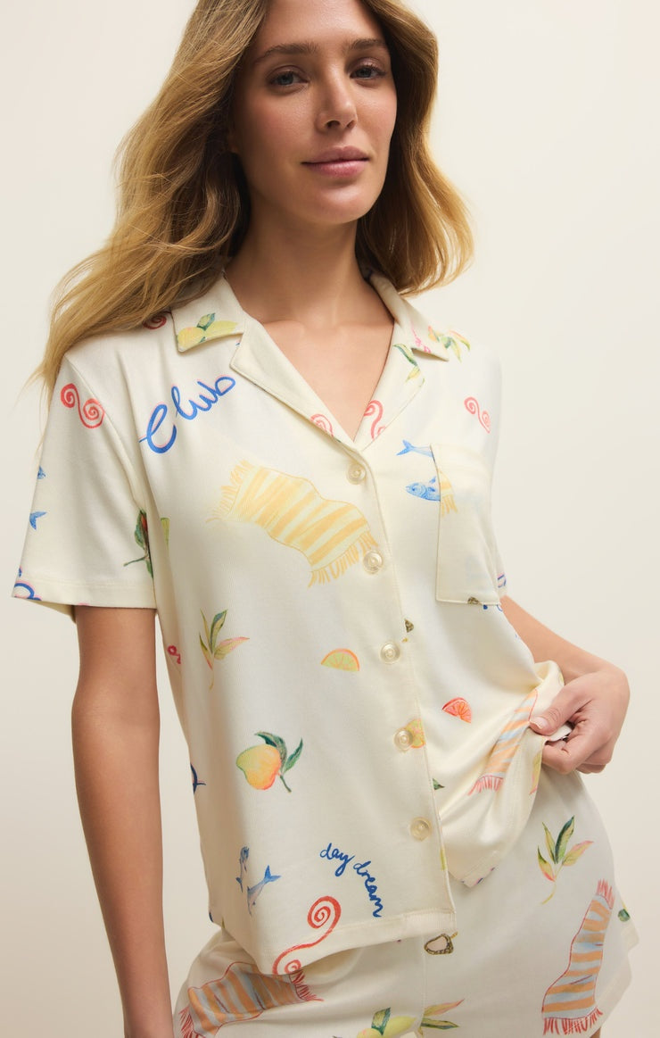 Beach Days PJ Top in Vanilla Ice