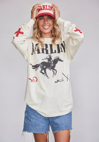 DARLIN' Snapback in Cream/Red