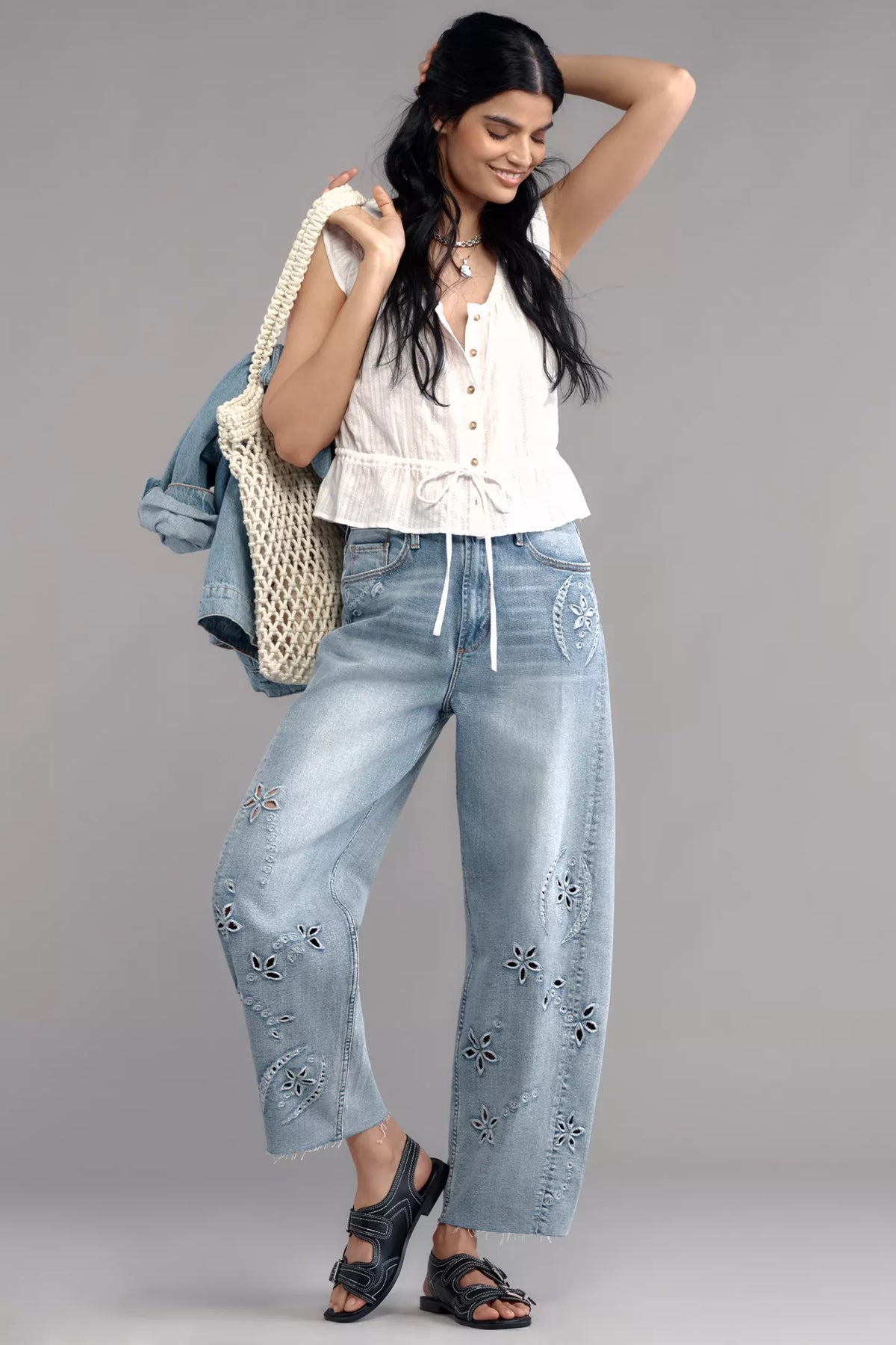 Parker High-Rise Barrel Jeans in Blue