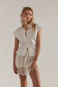 Meet Me In The Middle Mini Slip Skirt in Tofu