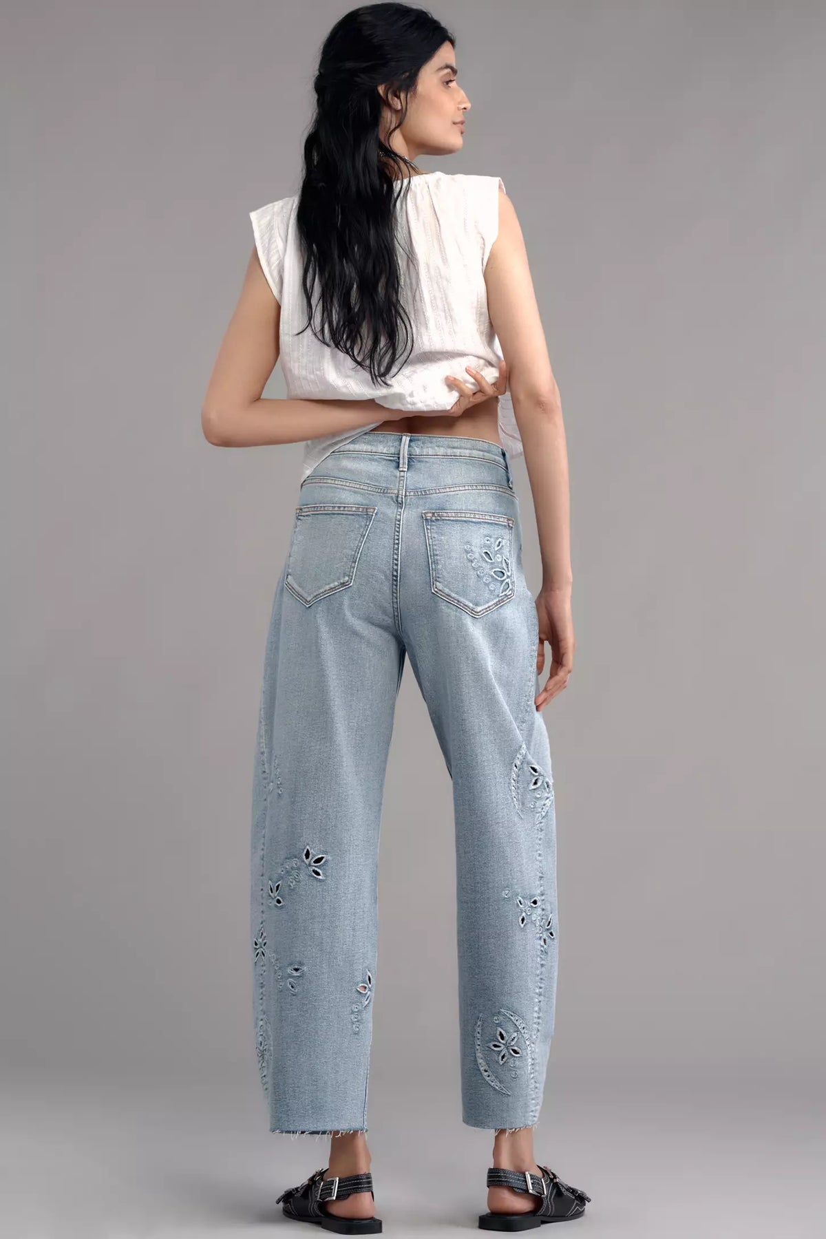 Parker High-Rise Barrel Jeans in Blue