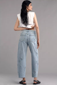 Parker High-Rise Barrel Jeans in Blue