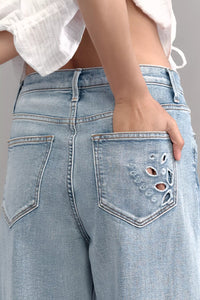Parker High-Rise Barrel Jeans in Blue