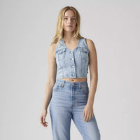 Bella Denim Corset Top in I WIll - Medium Wash