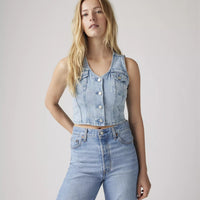 Bella Denim Corset Top in I WIll - Medium Wash