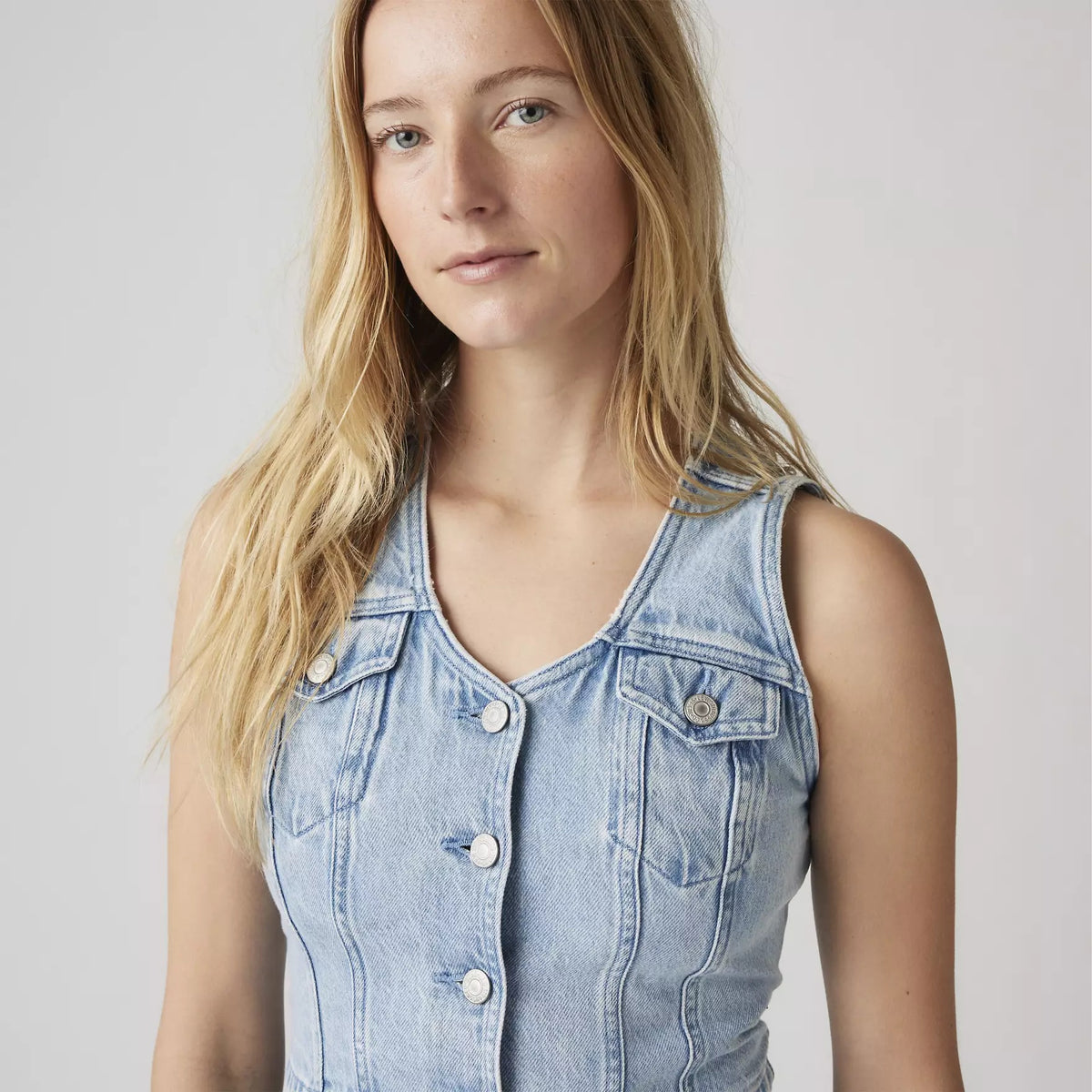 Bella Denim Corset Top in I WIll - Medium Wash
