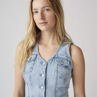 Bella Denim Corset Top in I WIll - Medium Wash