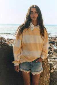 Classic Stripe Crew Wide in Apricot Combo