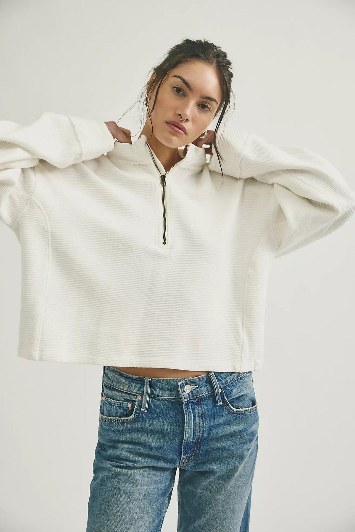 Celeste Quarter Zip in Clean Ivory