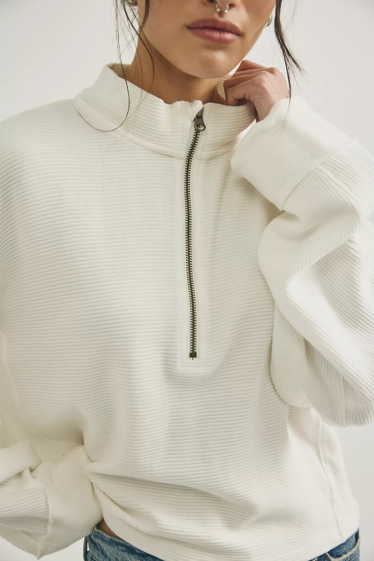Celeste Quarter Zip in Clean Ivory