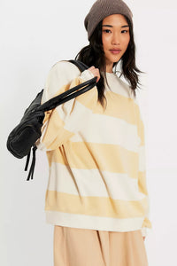 Classic Stripe Crew Wide in Apricot Combo
