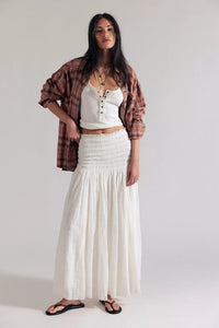 Raven Solid Convertible Maxi Skirt in Ivory