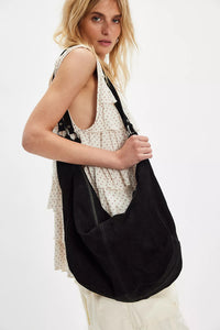 Roma Suede Tote in Black