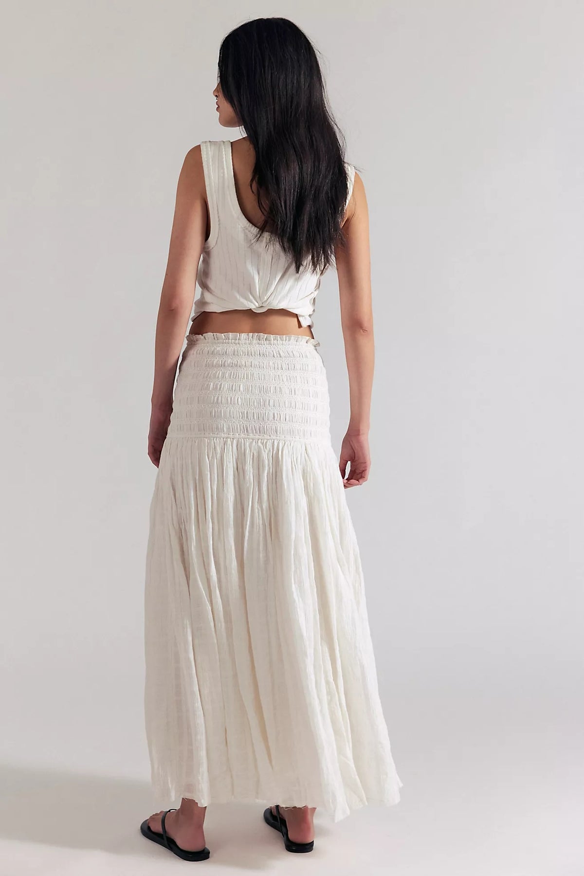 Raven Solid Convertible Maxi Skirt in Ivory