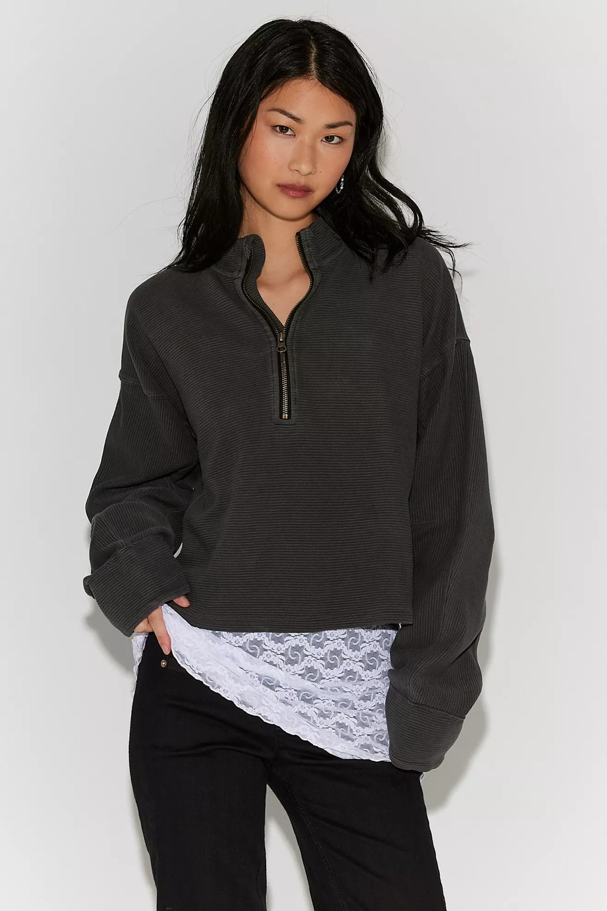 Celeste Quarter Zip in Black