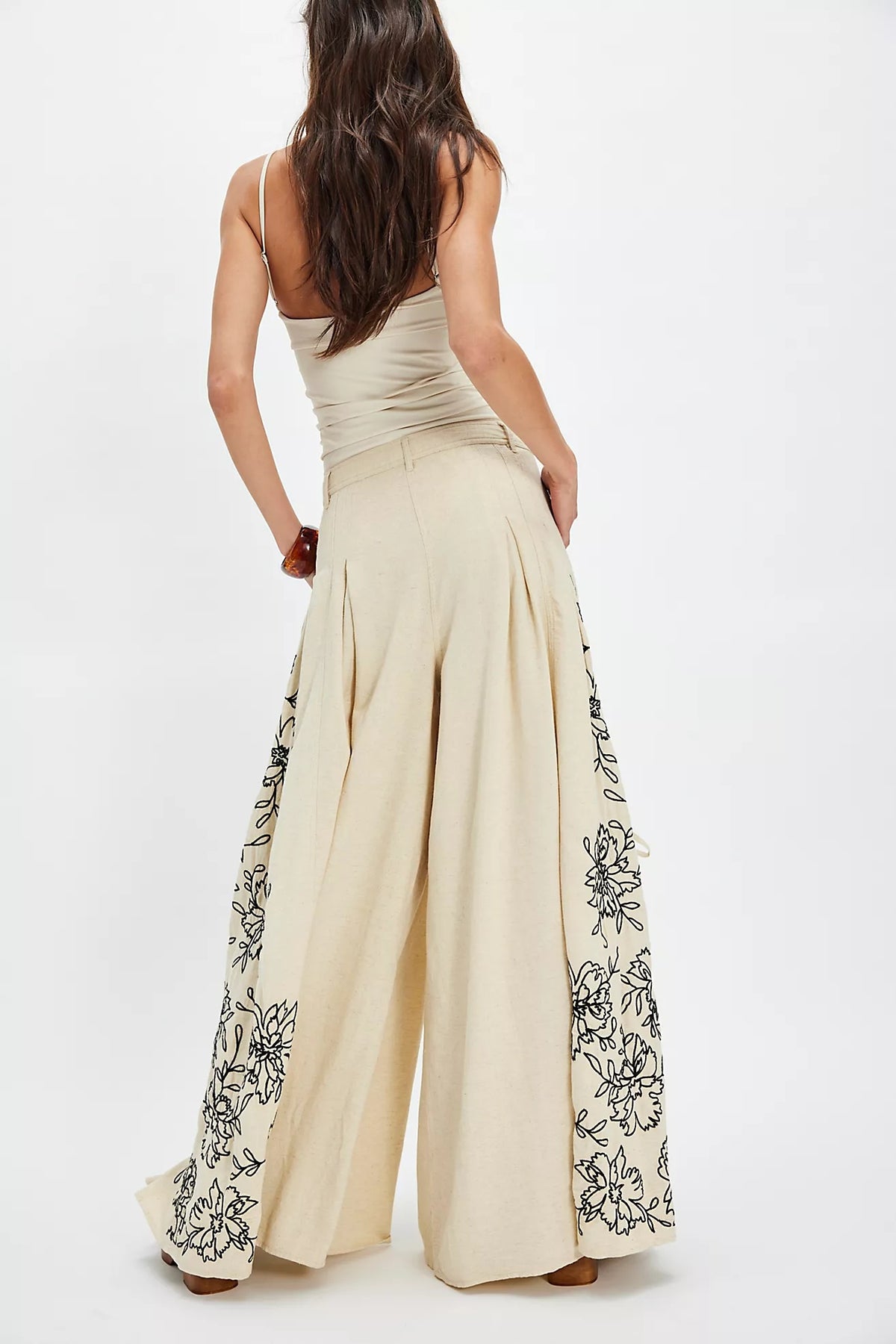 What You Know Embroidered Wide Leg Pants in Sand