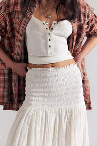 Raven Solid Convertible Maxi Skirt in Ivory