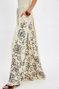 What You Know Embroidered Wide Leg Pants in Sand