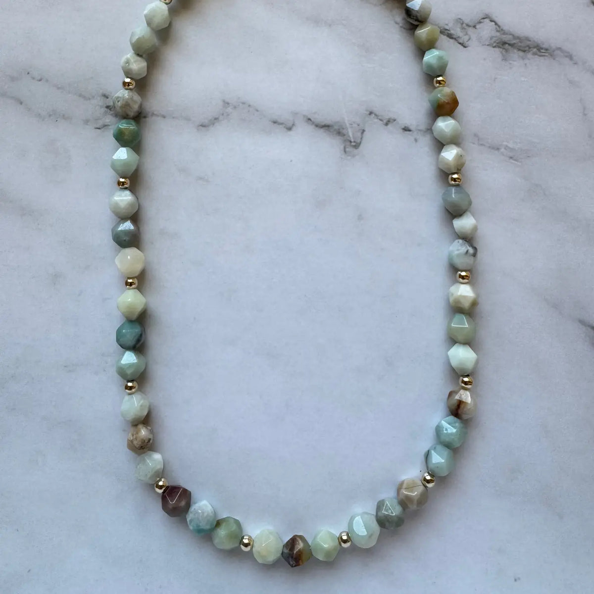 Iris Natural Gemstone and Gold Filled Beaded Necklace