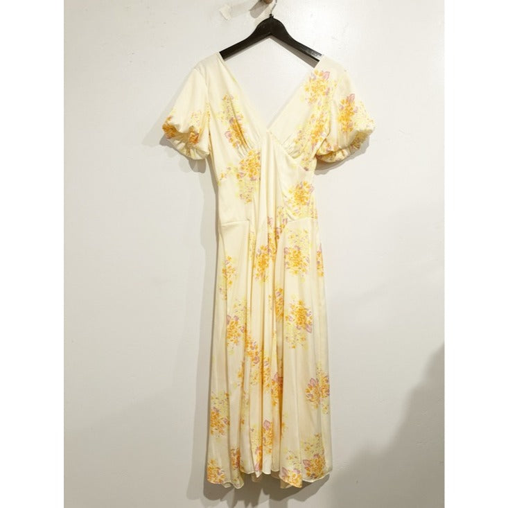 Laura Printed Midi Dress in Tea Combo - Small