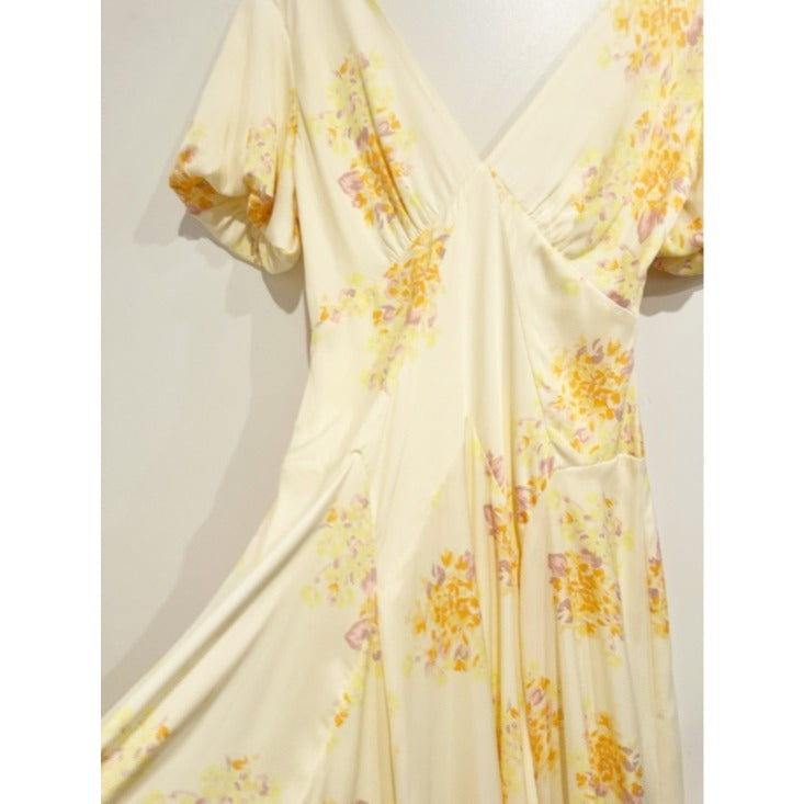 Laura Printed Midi Dress in Tea Combo - Small