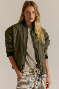 We The Free Jax Washed Bomber in Olive