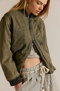 We The Free Jax Washed Bomber in Olive