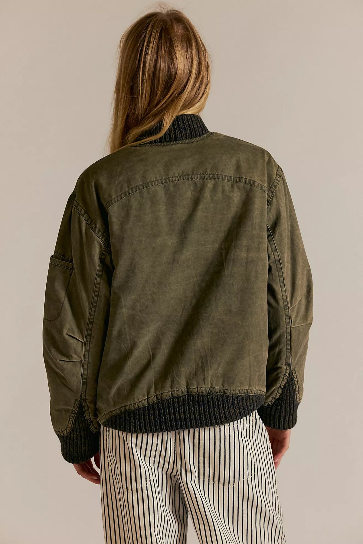 We The Free Jax Washed Bomber in Olive