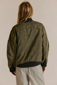 We The Free Jax Washed Bomber in Olive