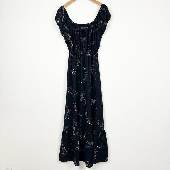 Lucille Black Floral Midi Dress Size XS/S