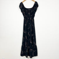 Lucille Black Floral Midi Dress Size XS/S