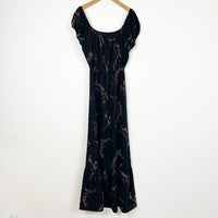Lucille Black Floral Midi Dress Size XS/S