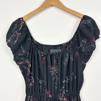 Lucille Black Floral Midi Dress Size XS/S