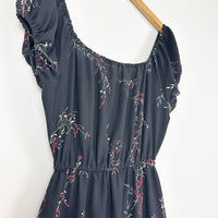 Lucille Black Floral Midi Dress Size XS/S