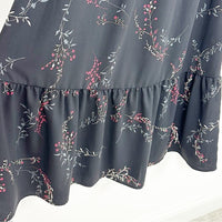 Lucille Black Floral Midi Dress Size XS/S