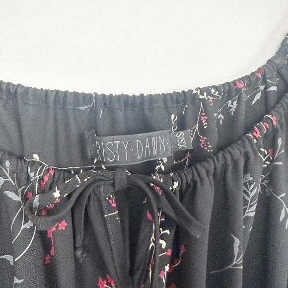 Lucille Black Floral Midi Dress Size XS/S