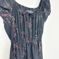 Lucille Black Floral Midi Dress Size XS/S