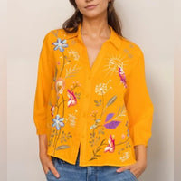 Yellow Embroidered Blouse - Large